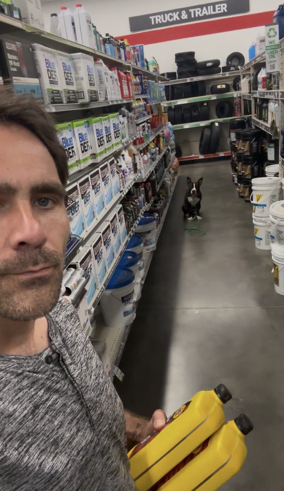 Joel at Tractor Supply with dog